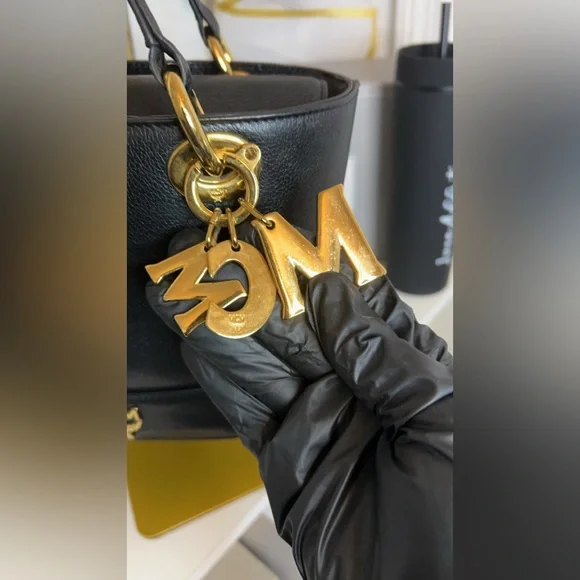 MCM Black Leather Mini Bucket Tote with Gold Hardware - Picture 4 of 11